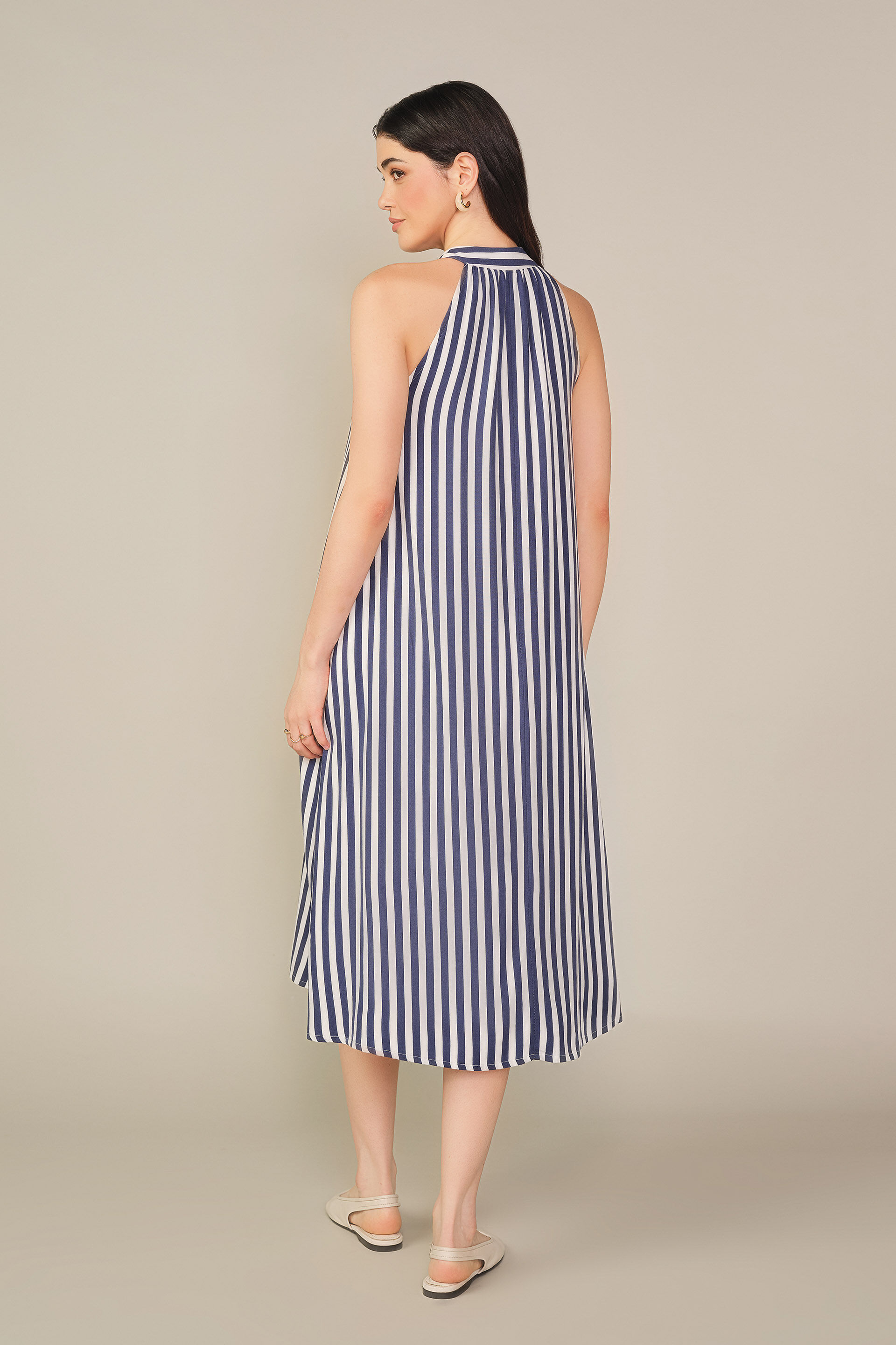 Striped Halter Maxi Dress in Blue, Blue, image 6